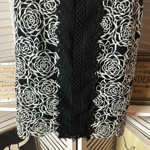 NWT Nanette Lepore Black and White Lace Shift Dress - Picture 3 of 10